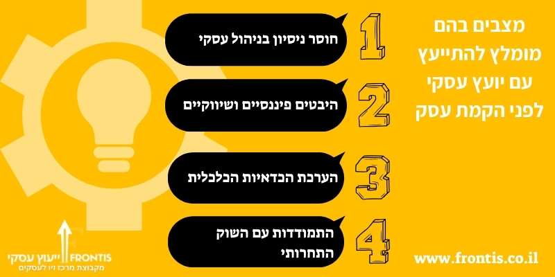 מצבים בהם מומלץ להתייעץ עם יועץ עסקי לפני הקמת עסק fronits ייעוץ עסקי